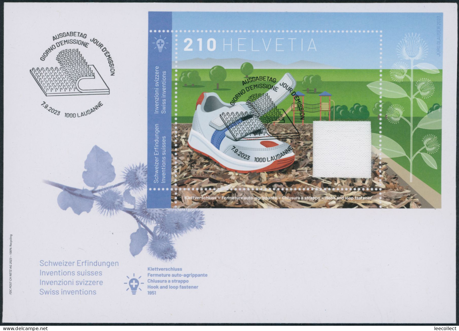 Suisse - 2023 - Klettverschluss - Block - Ersttagsbrief FDC ET - Ersttag Voll Stempel - Cartas & Documentos