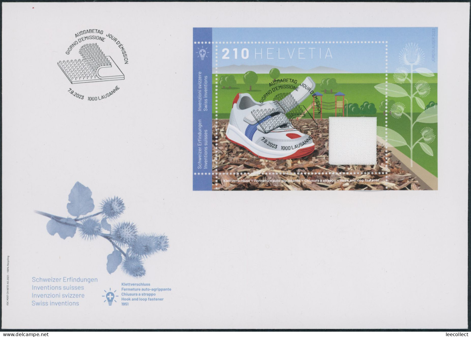 Suisse - 2023 - Klettverschluss - Block - Ersttagsbrief FDC ET - Ersttag Voll Stempel - Covers & Documents