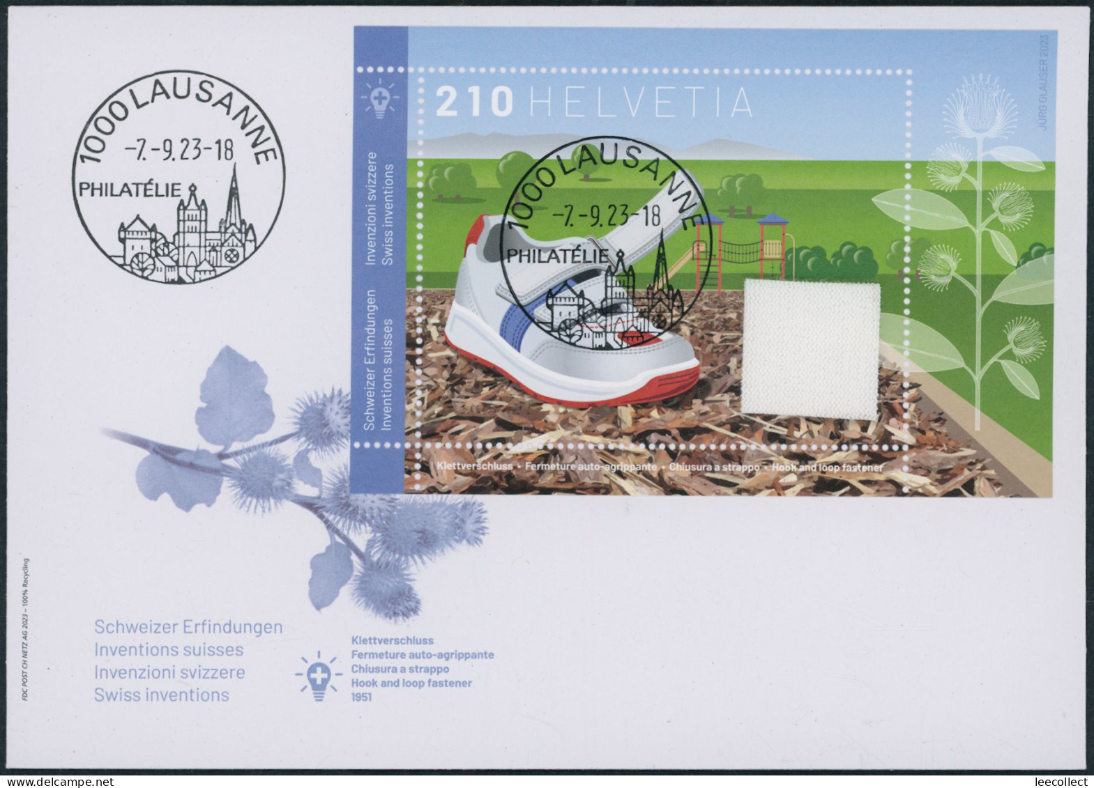 Suisse - 2023 - Klettverschluss - Block - Ersttagsbrief FDC ET - Ersttag Voll Stempel - Cartas & Documentos