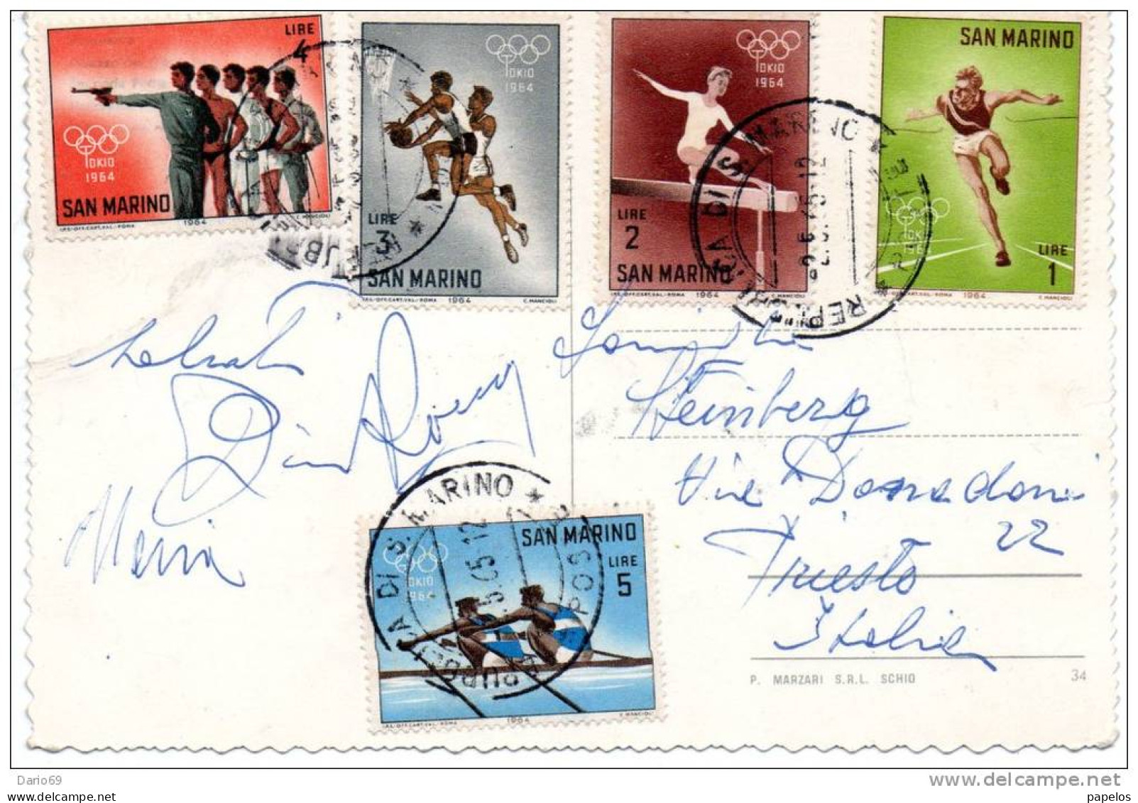 1965 CARTOLINA  CON  I N°   662    /    666 - Storia Postale