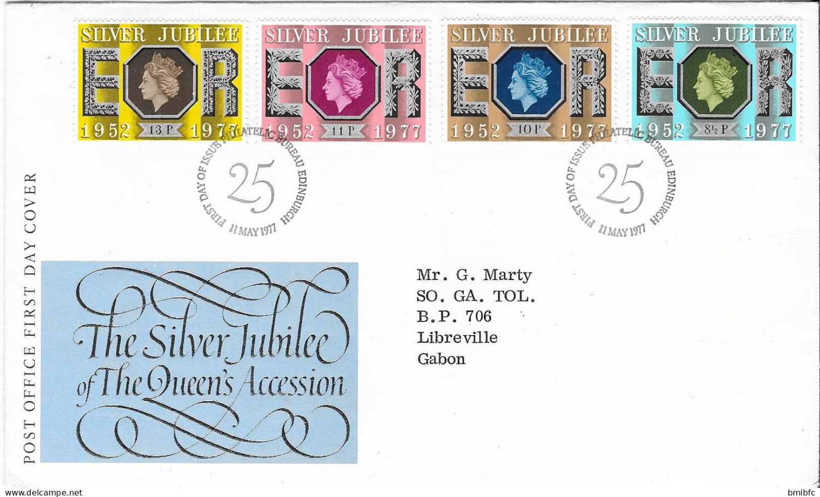 11MAY 1977 -  The Silver Jubilee Of The Queeen's Accession (avec Son Document Intérieur Scan 2) - 1971-1980 Decimal Issues