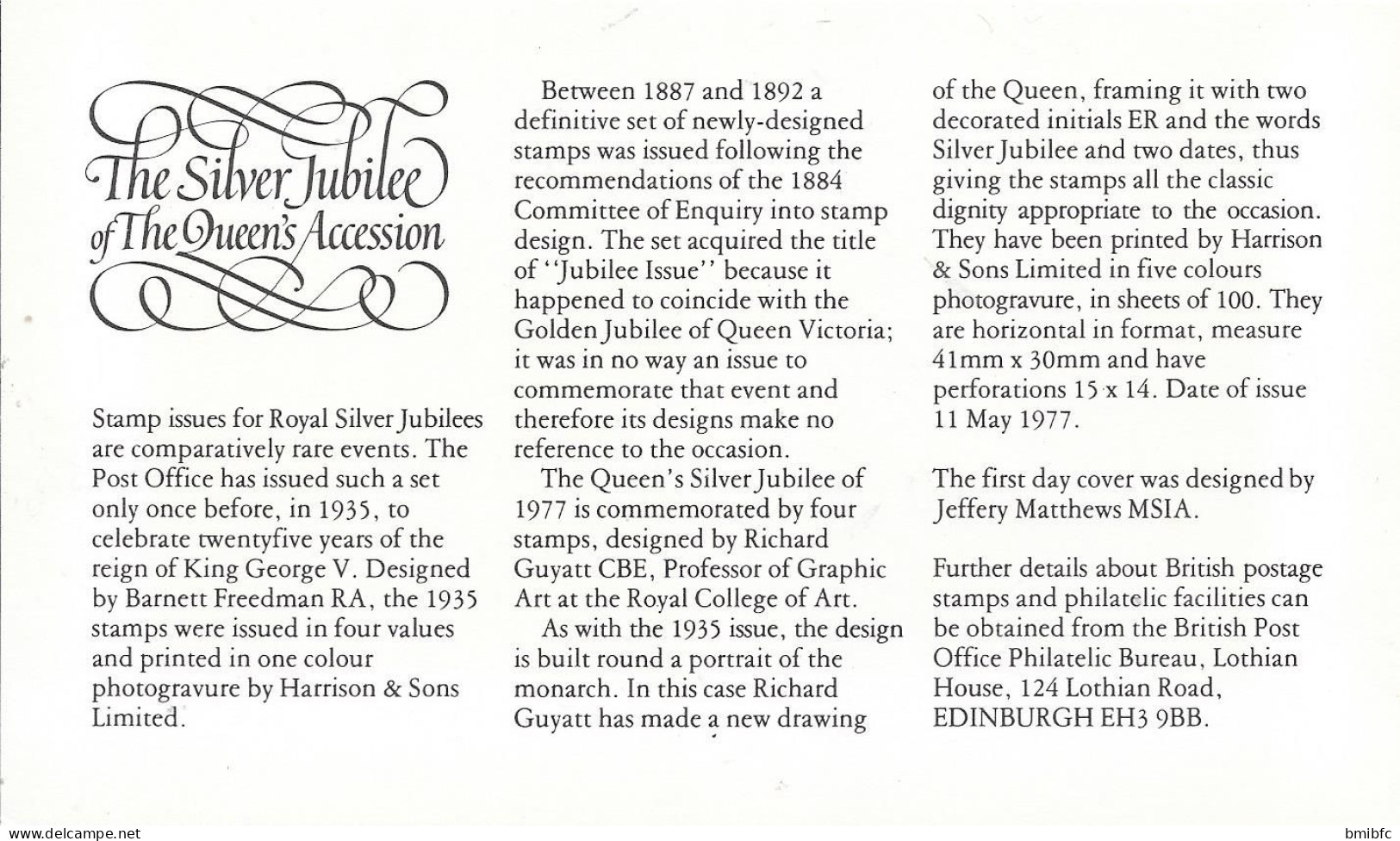 11MAY 1977 -  The Silver Jubilee Of The Queeen's Accession (avec Son Document Intérieur Scan 2) - 1971-1980 Decimal Issues