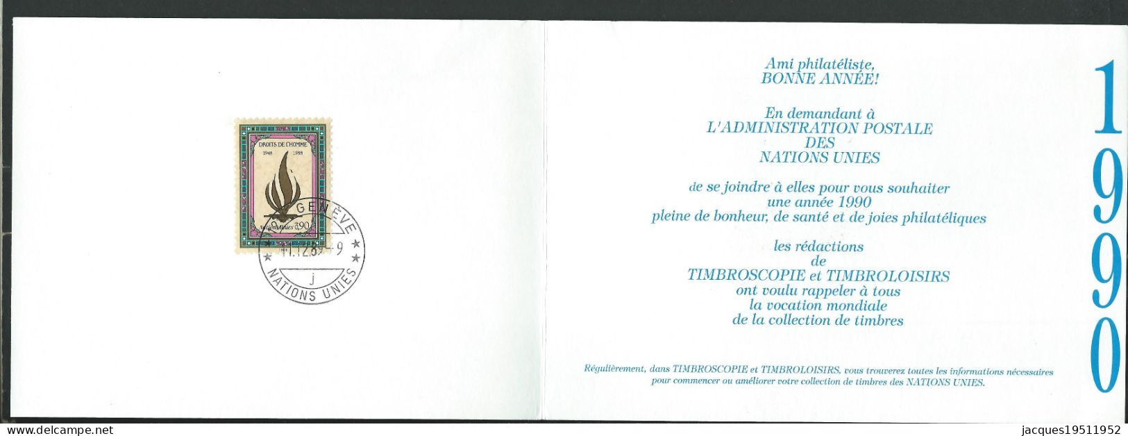 NE - Nations Unies - 13 - Encart De Noël 1990 - Briefe U. Dokumente