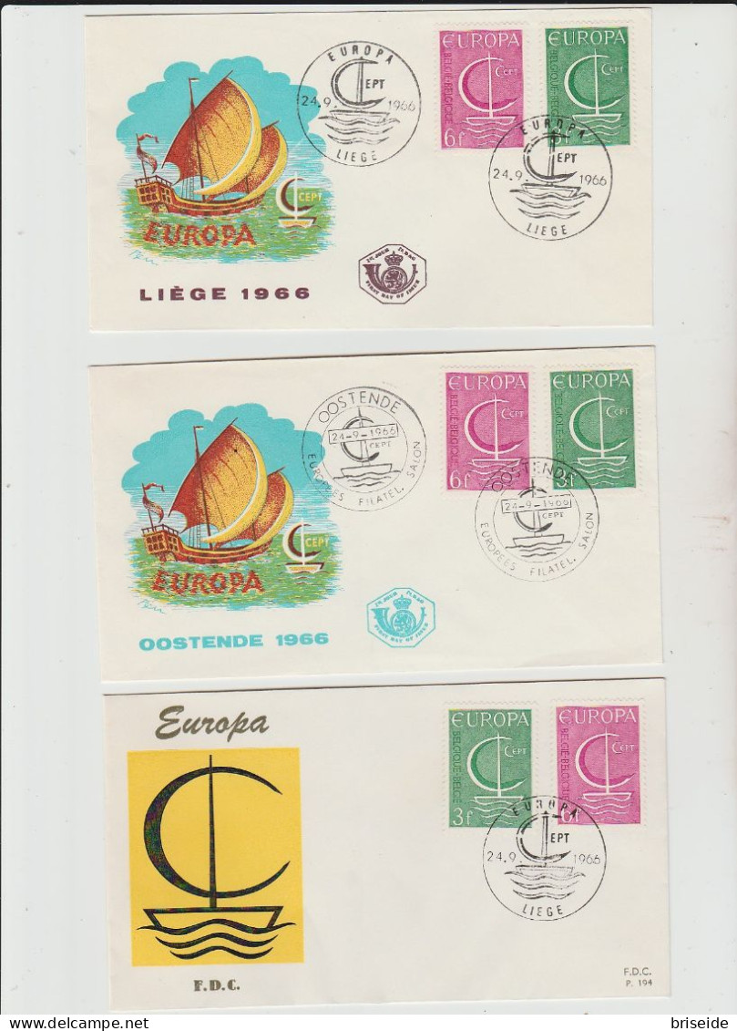 1966 N.6 BUSTE EUROPA CEPT PREMIER JOUR D'EMISSION FIRST DAY COVER ERSTTAGSBRIEF 1°GIORNO EMISSIONE BELGIQUE BELGIE - 1966