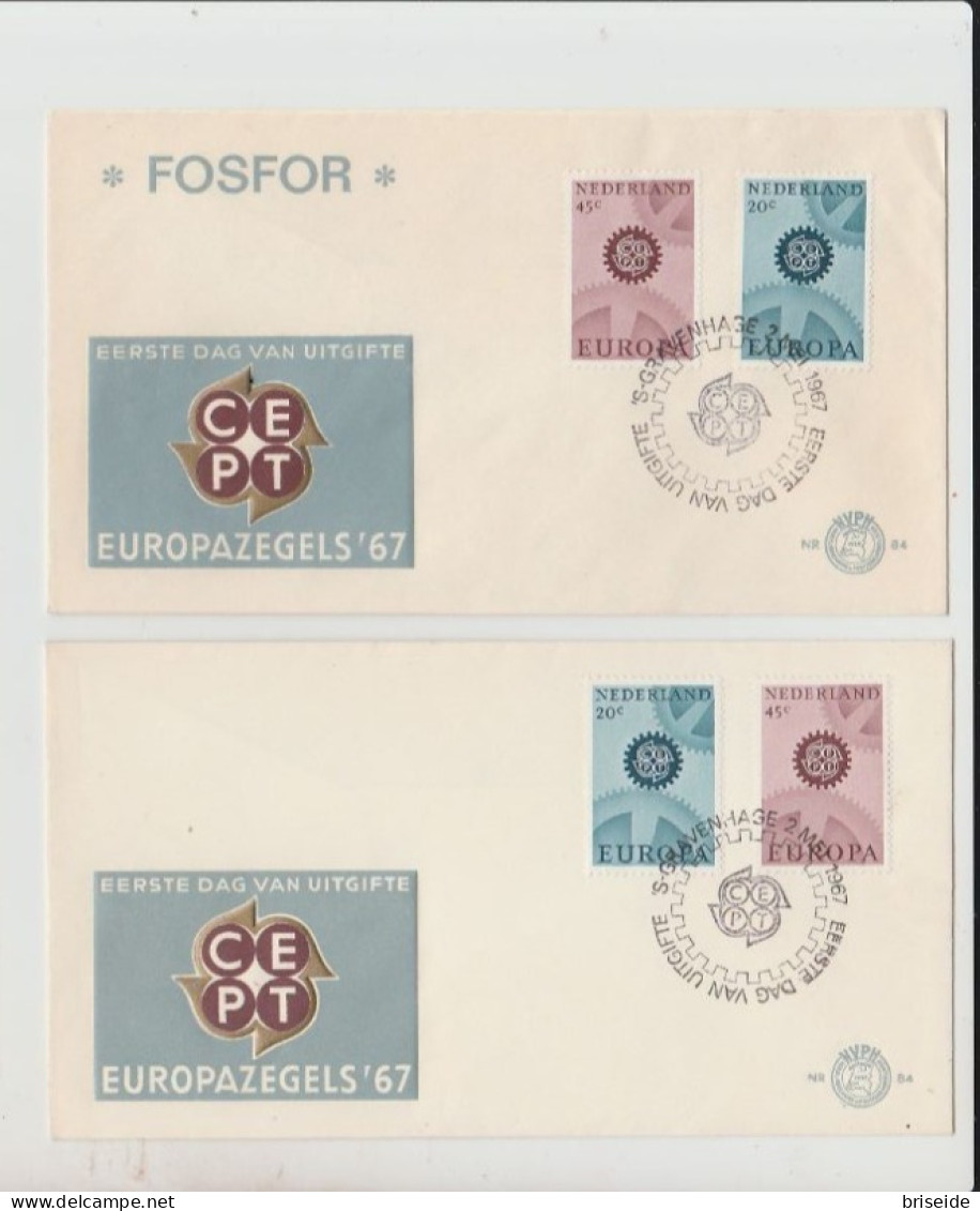 1967 N.2 BUSTE EUROPA CEPT PREMIER JOUR D'EMISSION FIRST DAY COVER ERSTTAGSBRIEF 1°GIORNO EMISSIONE NEDERLAND - 1967