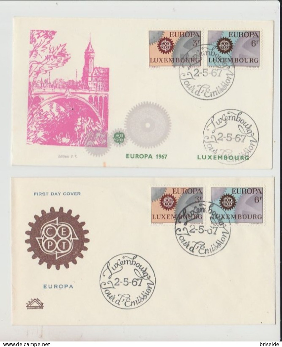 1967 N.2 BUSTE EUROPA CEPT PREMIER JOUR D'EMISSION FIRST DAY COVER ERSTTAGSBRIEF 1°GIORNO EMISSIONE LUXEMBOURG - 1967