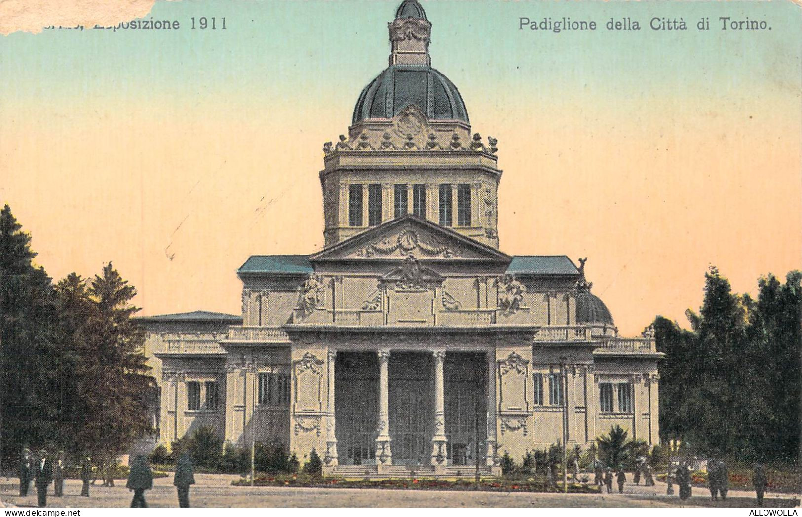 24211 "ESPOSIZIONE INTERNAZIONALE-TORINO 1911-PADIGLIONE DELLA CITTA' DI TORINO"ANIMATA-VERA FOTO-CART. NON SPED. - Ausstellungen