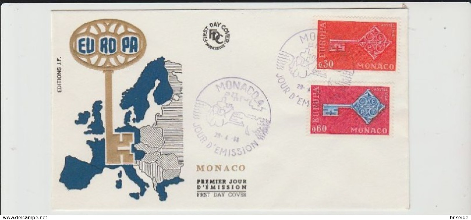 1968 N.4 BUSTE EUROPA CEPT PREMIER JOUR D'EMISSION FIRST DAY COVER ERSTTAGSBRIEF 1°GIORNO EMISSIONE MONACO - 1968