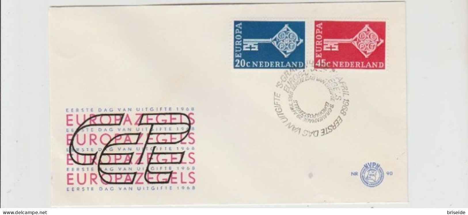 1968 N.1 BUSTA EUROPA CEPT PREMIER JOUR D'EMISSION FIRST DAY COVER ERSTTAGSBRIEF 1°GIORNO EMISSIONE NEDERLAND - 1968