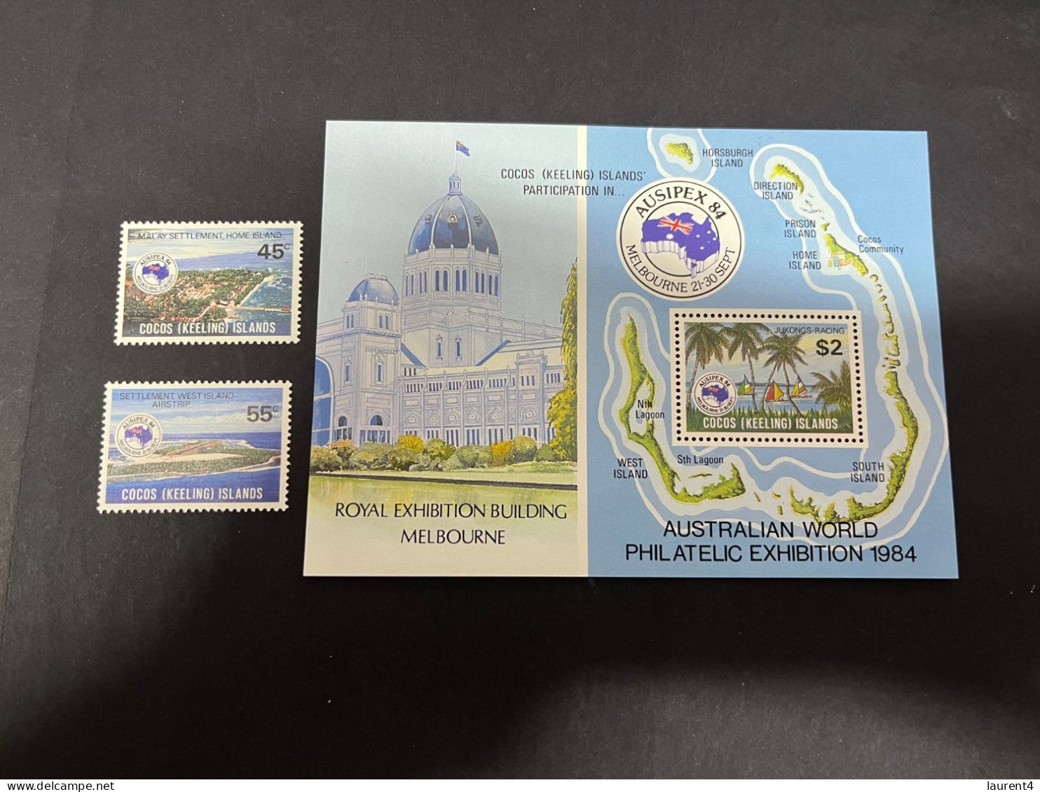 9-11-2023 (stamps) Cocos (Keeling) Islands - AUSIPEX 84 Stamp Show (2 Stamps + 1 M/s) - Cocos (Keeling) Islands