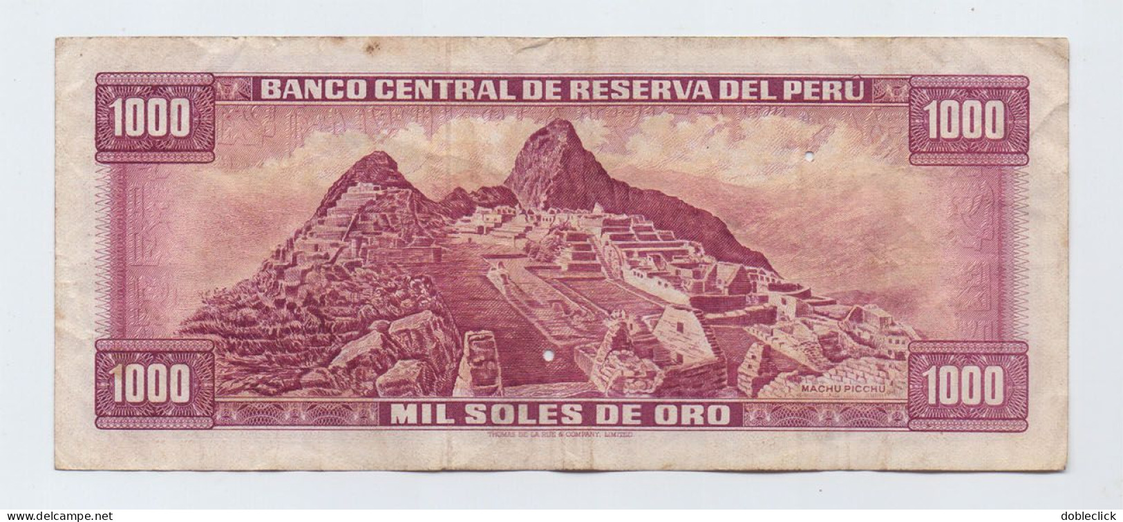 PERU - 1000 SOLES DE ORO GRAU BOLOGNESI MACHU PICCHU P-105B 1972 - VF - Peru