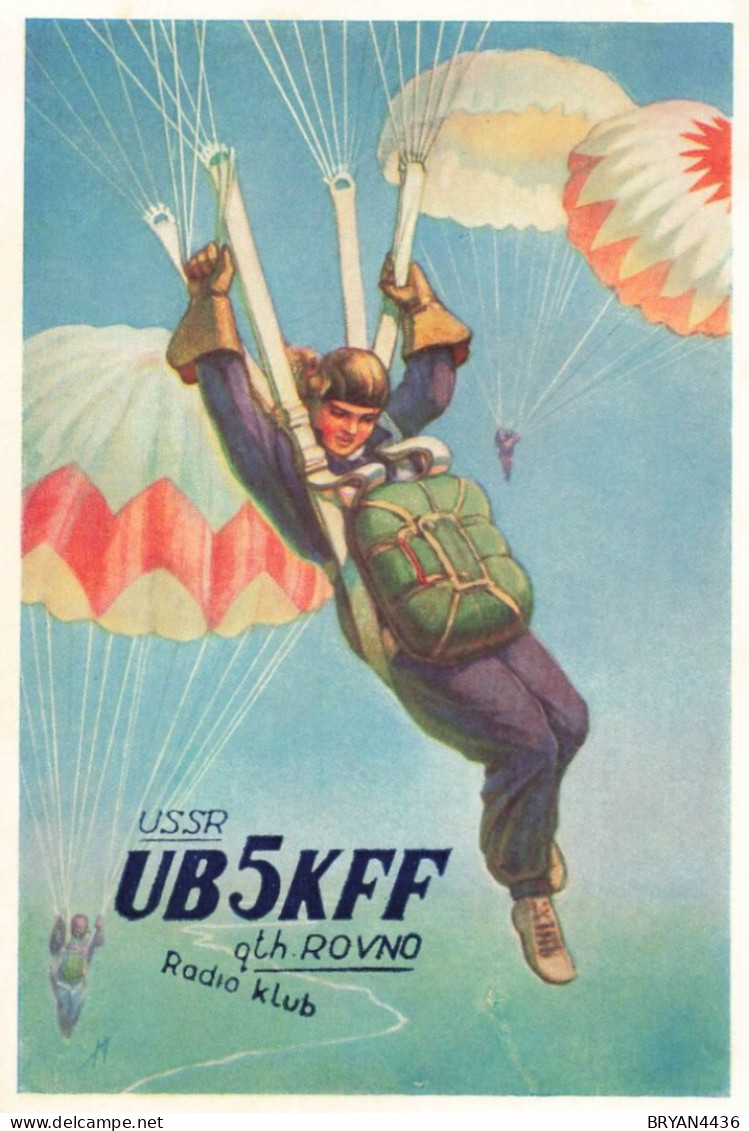 PARACHUTISME - PARACHUTE -  CARTE ILLUSTREE - RUSSIE - QSL - 1960 - TRES BON ETAT - Parachutisme