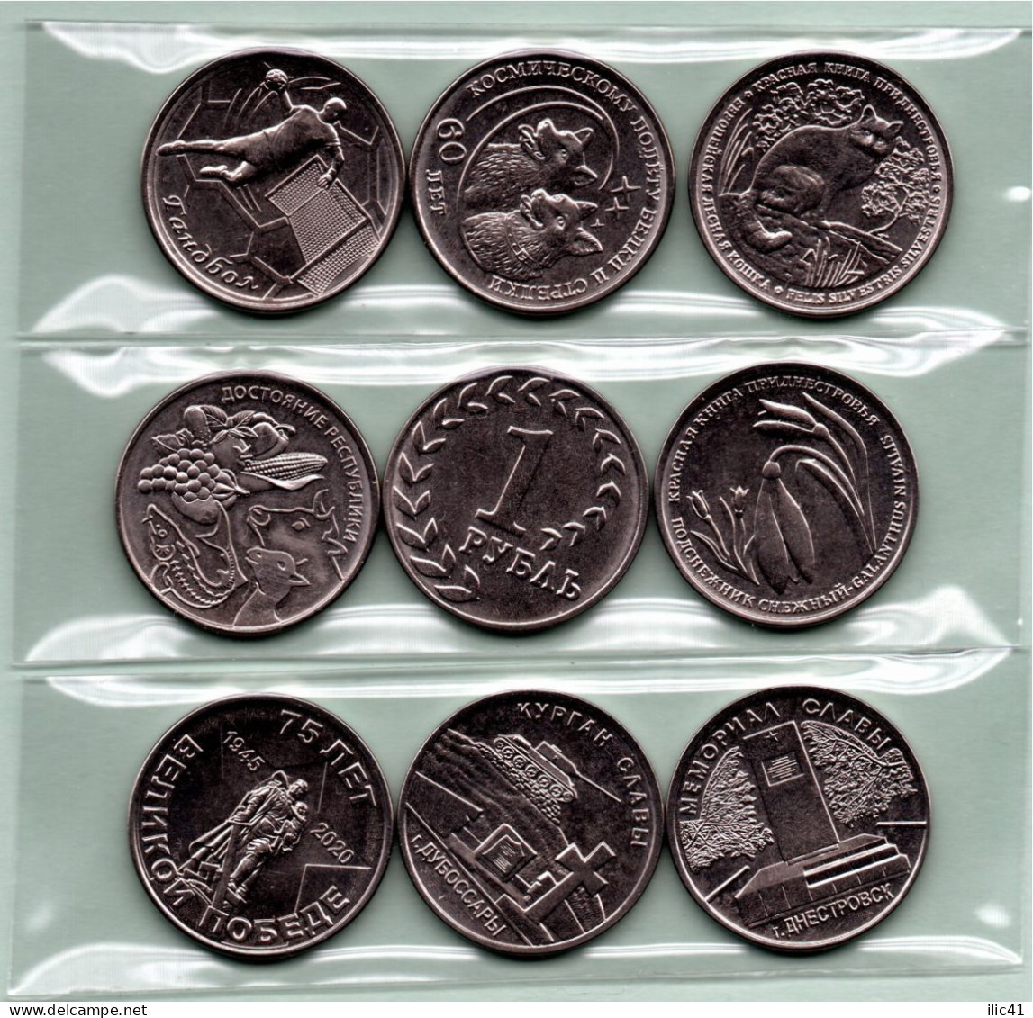 Moldova Moldova Transnistria 2019=2021 Coins Of 1rub. 9 Coins On Different Topics - Moldawien (Moldau)