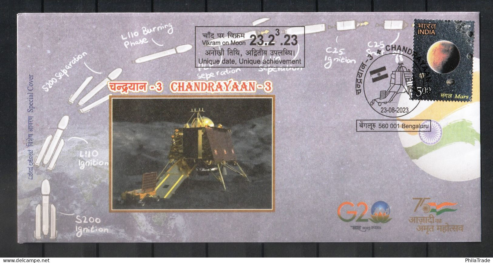 India 2023 Special Cover - Chandrayaan-3 Landing On The Moon, ISRO, Vikram, Space, Rover, Pragyan, Inde, Indien - Asie