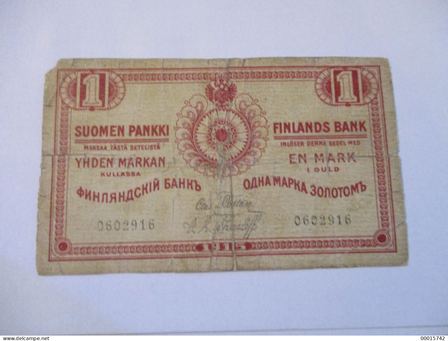 FINLAND 1 MK 1915 W.o Litt. RARE!  D-0968 - Finnland