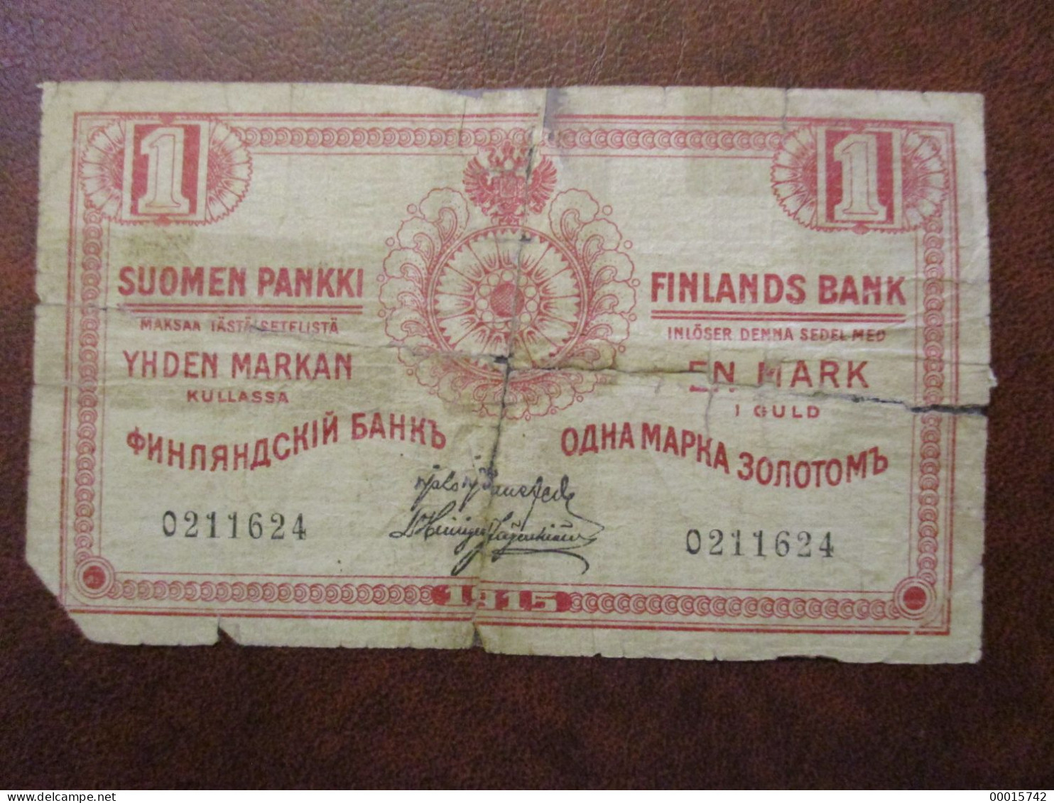 FINLAND 1 MK 1915 W.o Litt. RARE!  D-0682 - Finlande