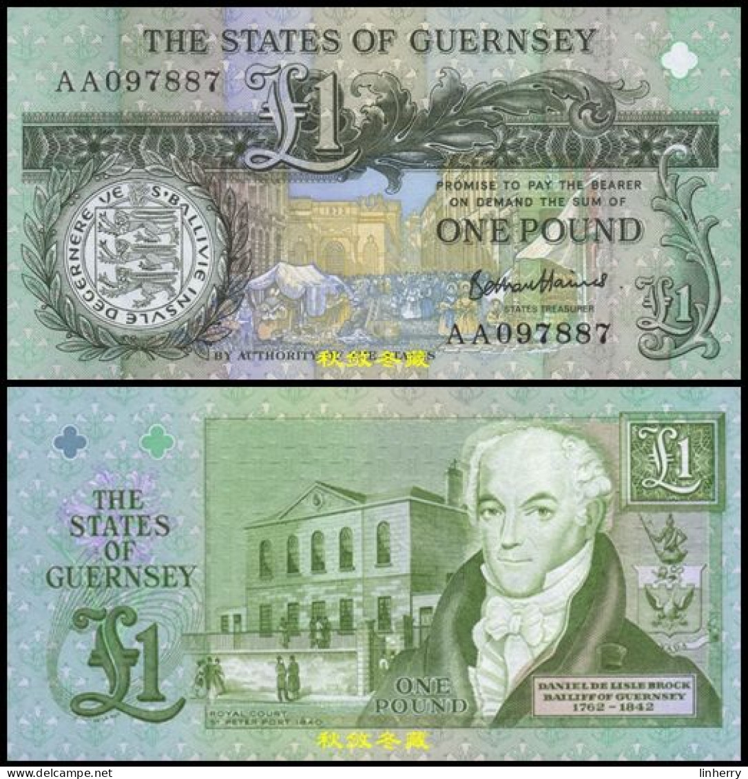 Guernsey 1 Pound 2021, Paper, AA Prefix, UNC - Guernesey