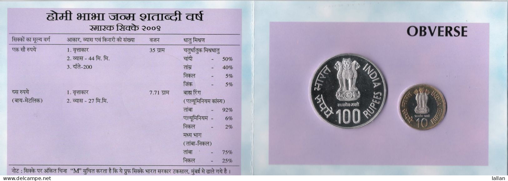 Celebrate Diwali With Silver Proof Coins In Sealed Cover, Dr. Homi Bhabha Comm., 35% Pur Silveer, 2009,FV-$25.00 - Sonstige – Asien