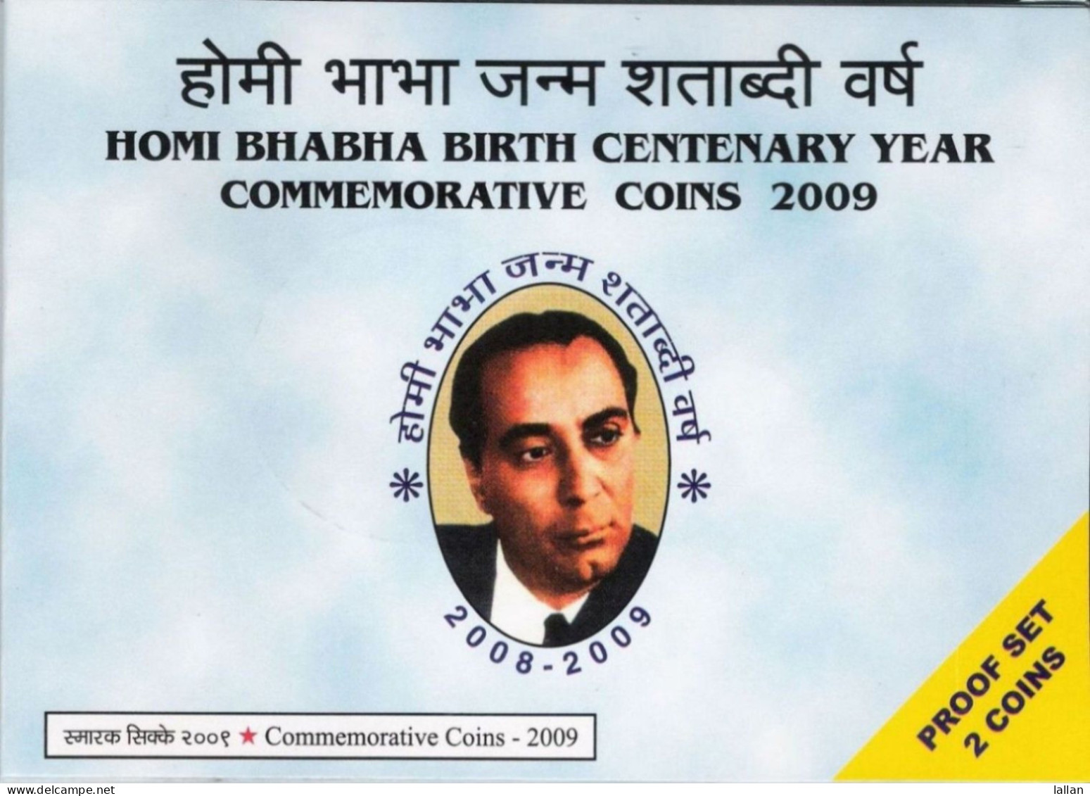 Celebrate Diwali With Silver Proof Coins In Sealed Cover, Dr. Homi Bhabha Comm., 35% Pur Silveer, 2009,FV-$25.00 - Sonstige – Asien