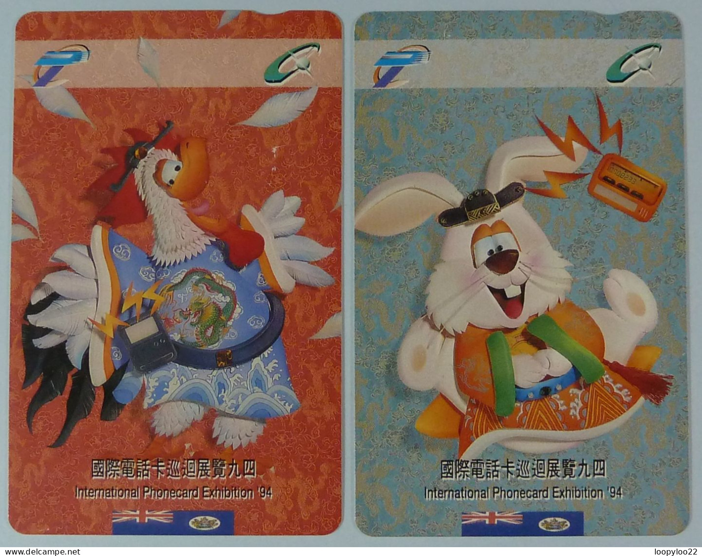 HONG KONG - Autelca - Zodiac Rabbit And Rooster - International Phonecard Exhibition '94 - Mint - Hong Kong