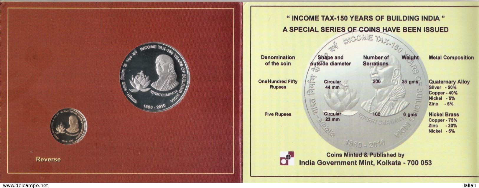 Celebrate Diwali W/ Silver Proof Coins In Sealed Cover, 150 Yrs Of Income Tax In India 2010 - Other - Asia