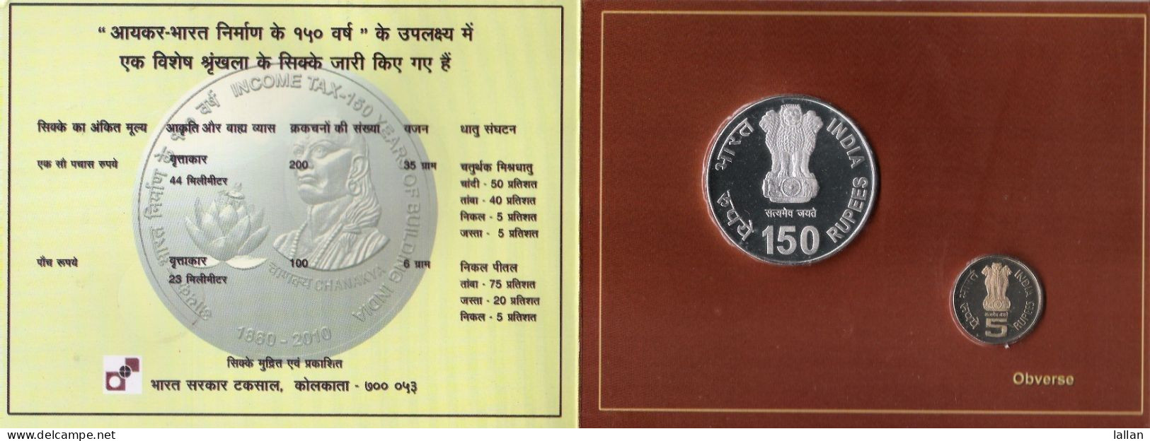 Celebrate Diwali W/ Silver Proof Coins In Sealed Cover, 150 Yrs Of Income Tax In India 2010 - Other - Asia