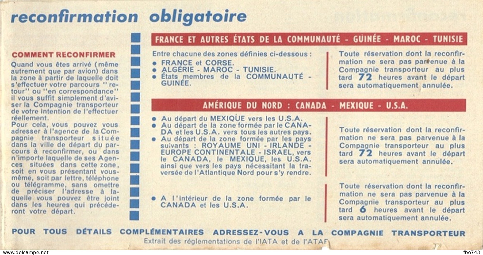 1960 Ticket Air France Marseille-Tunis-Marseille - Europa