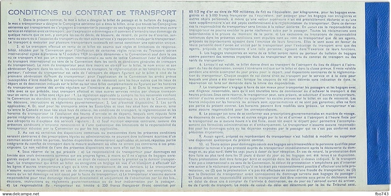 1960 Ticket Air France Marseille-Tunis-Marseille - Europe