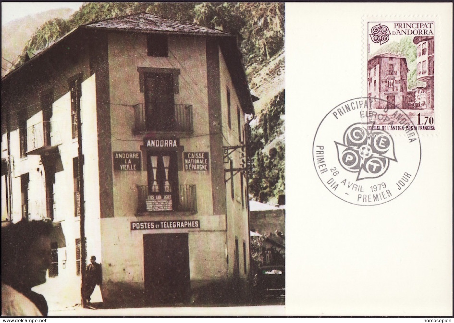 Andorre Français - Andorra CM 1979 Y&T N°277 - Michel N°MK298 - 1,70f EUROPA - Cartas Máxima