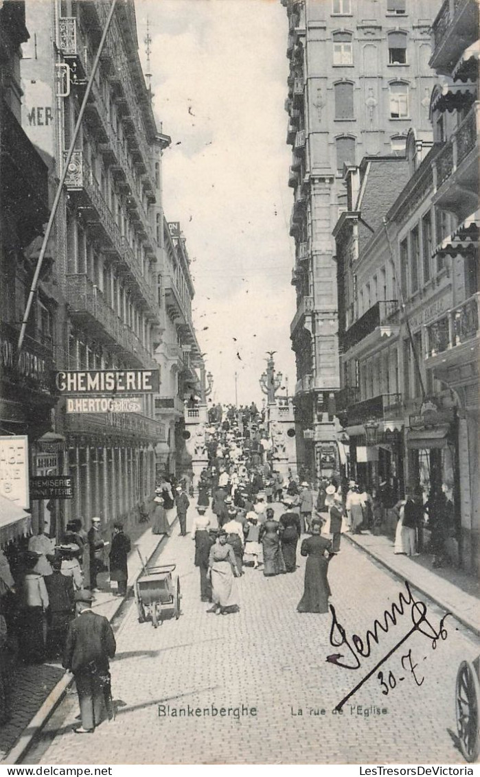 BELGIQUE - Blankenberge - La Rue De L'église - Animé - Carte Postale Ancienne - Blankenberge