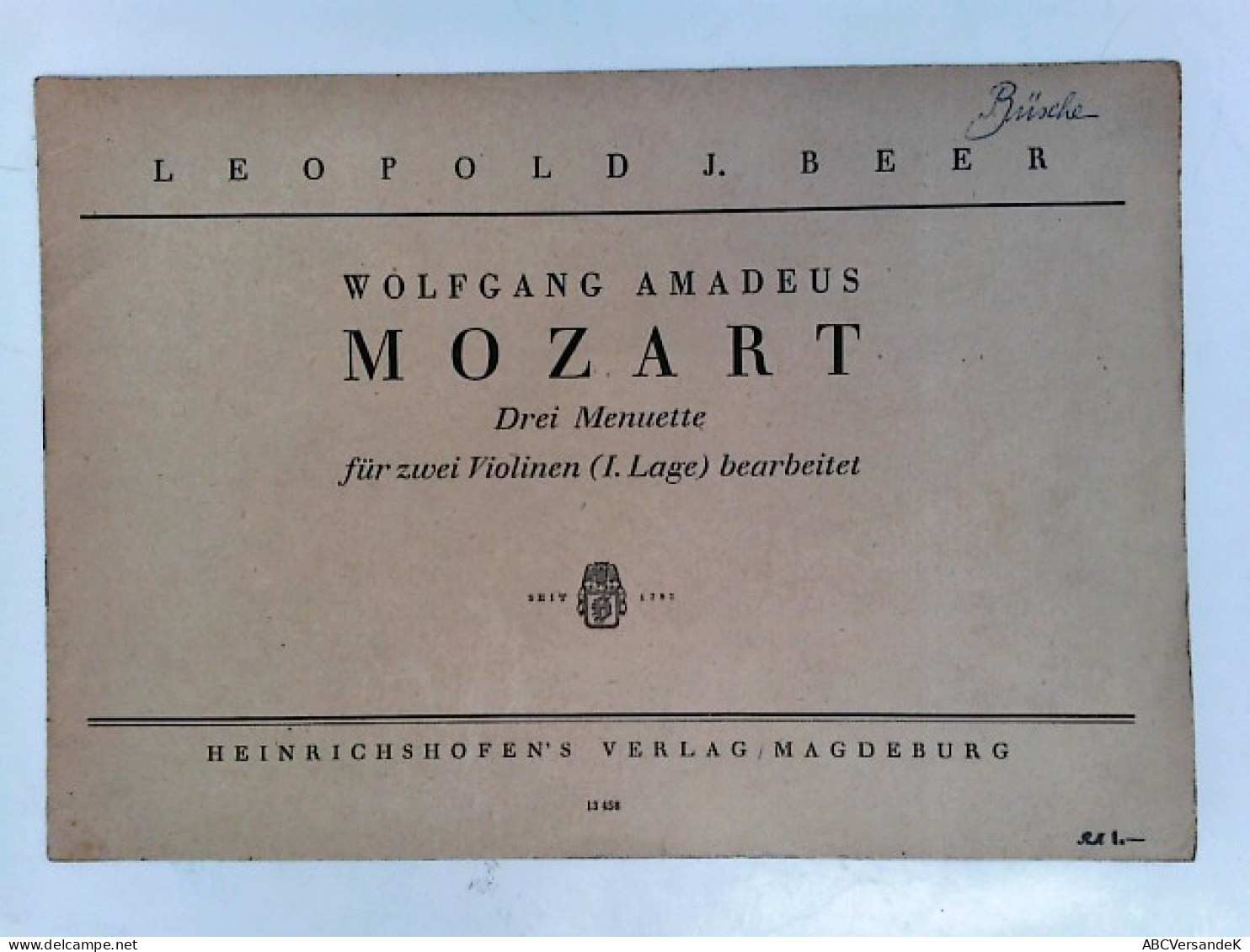 Wolfgang Amadeus Mozart. Drei Menuette Für Zwei Violinen (1. Lage) Bearbeitet. - Muziek