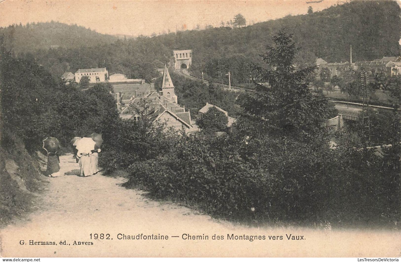 BELGIQUE - Chaudfontaine - Chemin Des Montagnes Vers Vaux - Eglise - Chemin De Fer - Carte Postale Ancienne - Chaudfontaine