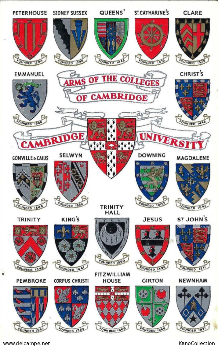 Cambridge University, Arms Ot The Colleges Of Cambridge, Gelaufen 1959 - Cambridge