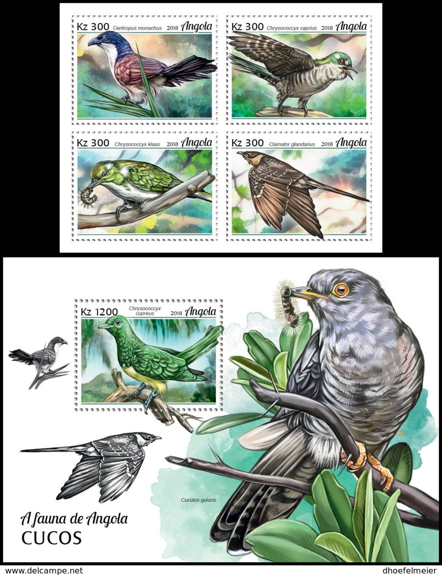 ANGOLA 2018 MNH Cuckoos Kuckuck Coucous 4v+S/S - OFFICIAL ISSUE - DH1906 - Cuco, Cuclillos