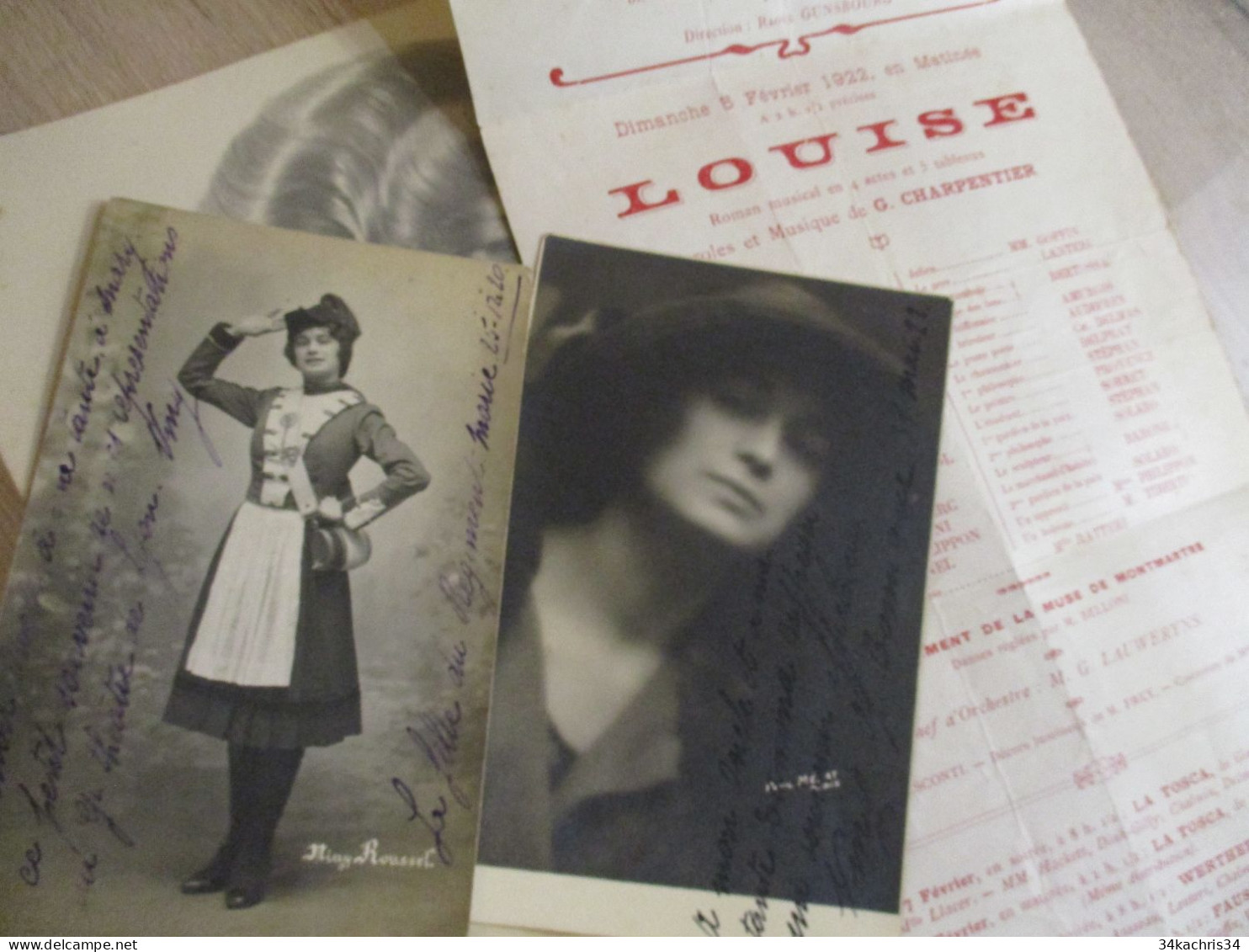 Archive Niny Roussel artiste Opéra Lyrisme 13 photos/cartes photo 3 grandes photos programme dont dédicaces