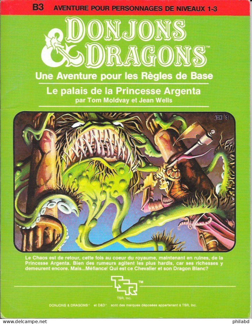 D&D Scénario B3 - Le Palais De La Princesse Argenta - TSR - 1983 TB - Dungeons & Dragons