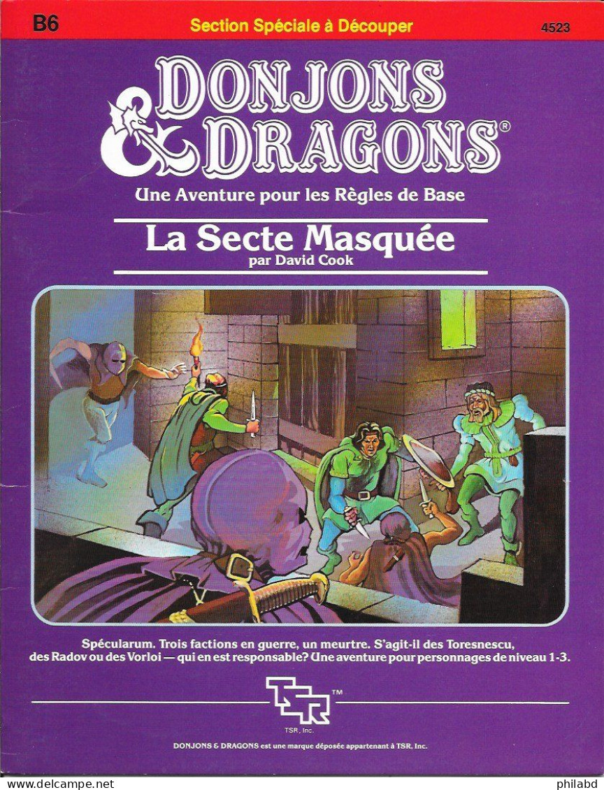 D&D Scénario B6 - La Secte Masquée - TSR - 1984 TB - Donjons & Dragons