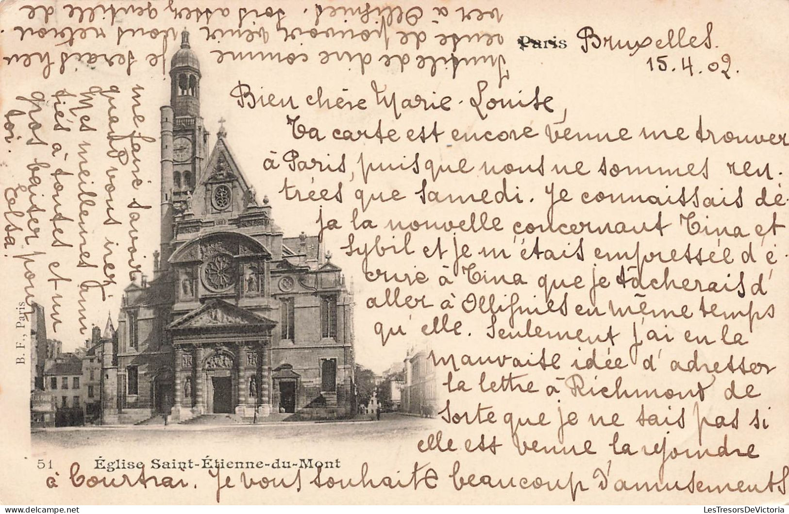 FRANCE - Paris - Eglise Saint Etienne Du Mont - Façade Principale - Carte Postale Ancienne - Eglises