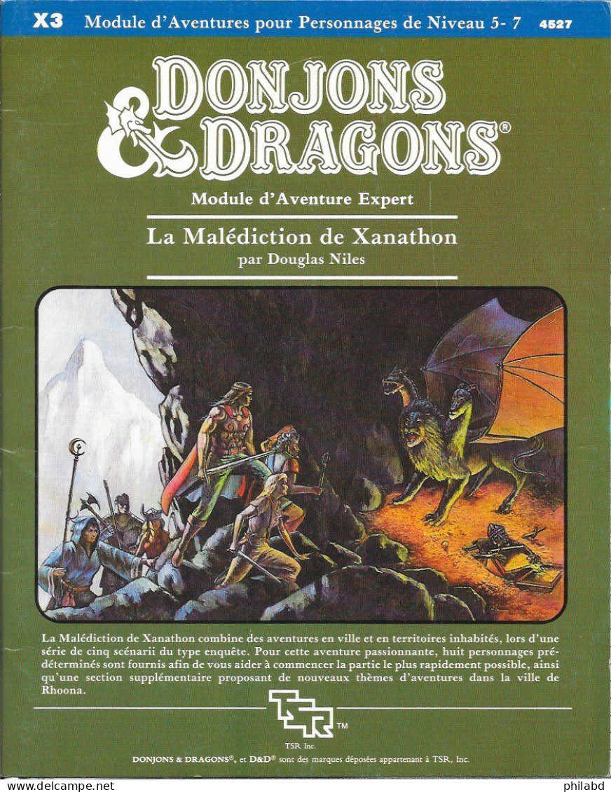 D&D Scénario X3 - La Malédiction De Xanathon - TSR - 1985 TB - Dungeons & Dragons