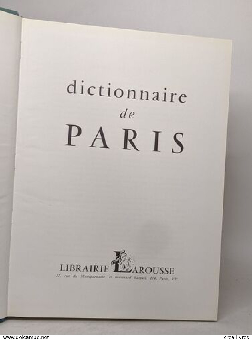 Dictionnaire De Paris - Dictionnaires