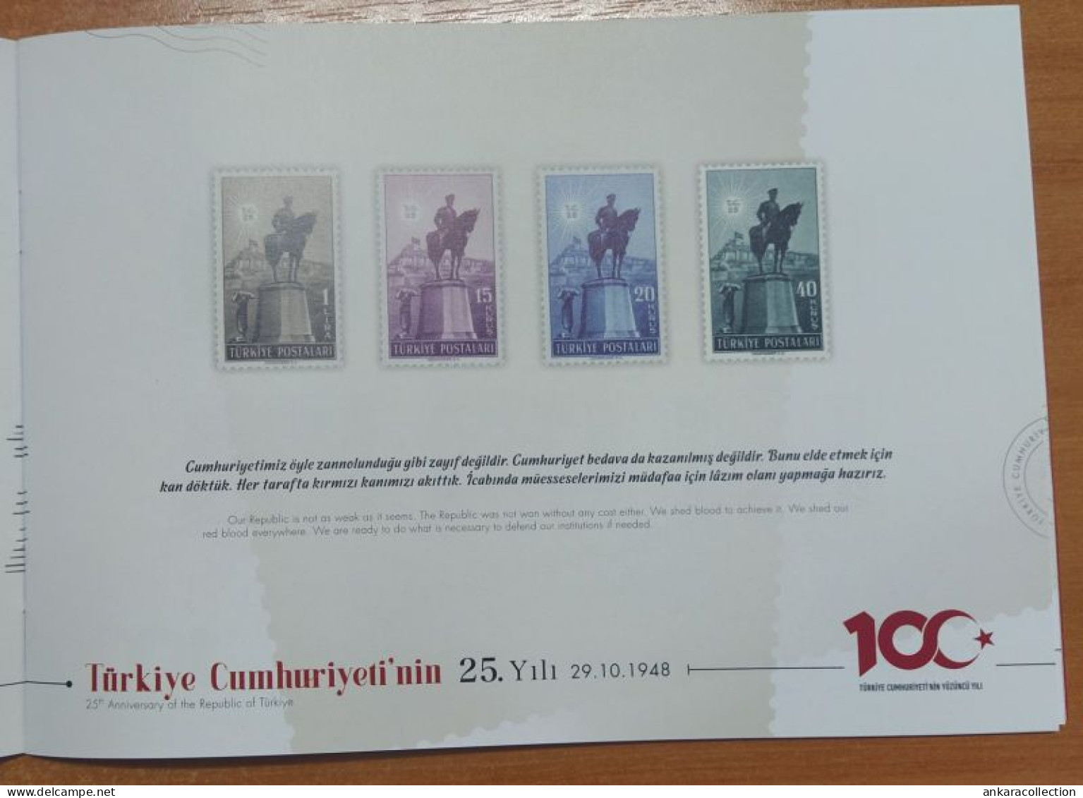 AC - TURKEY PORTFOLIO STAMPS CENTENARY OF THE REPUBLIC OF TURKIYE S/SERIES NUMBERED BLOCK SHEET & STAMP MNH ANKARA 2023