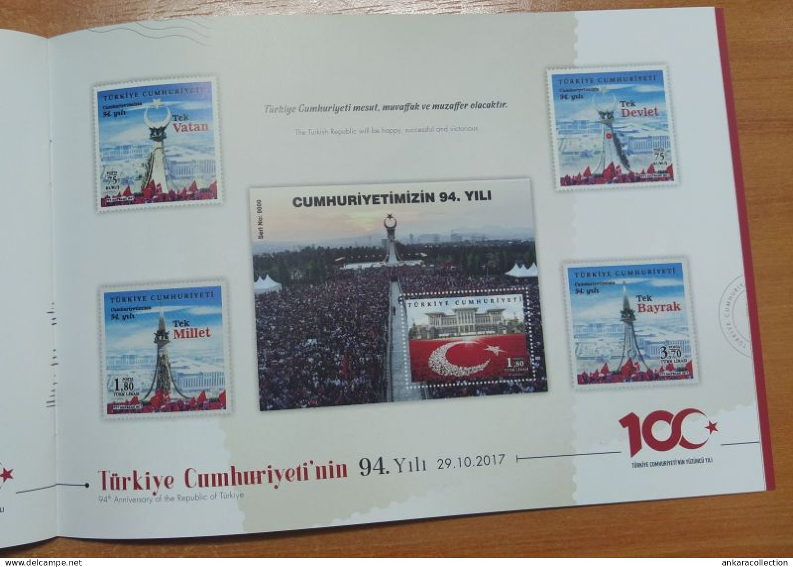 AC - TURKEY PORTFOLIO STAMPS CENTENARY OF THE REPUBLIC OF TURKIYE S/SERIES NUMBERED BLOCK SHEET & STAMP MNH ANKARA 2023