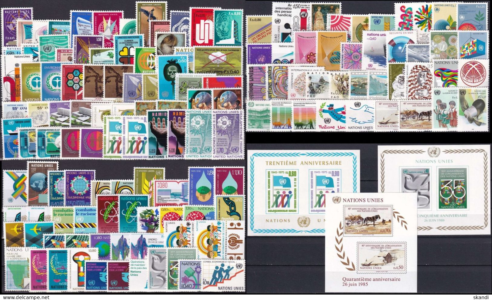 UNO GENF 1969-1985 Mi-Nr. 1 - 136 Sammlung Komplette Jahrgänge / Complete Year Sets ** MNH - Collezioni & Lotti