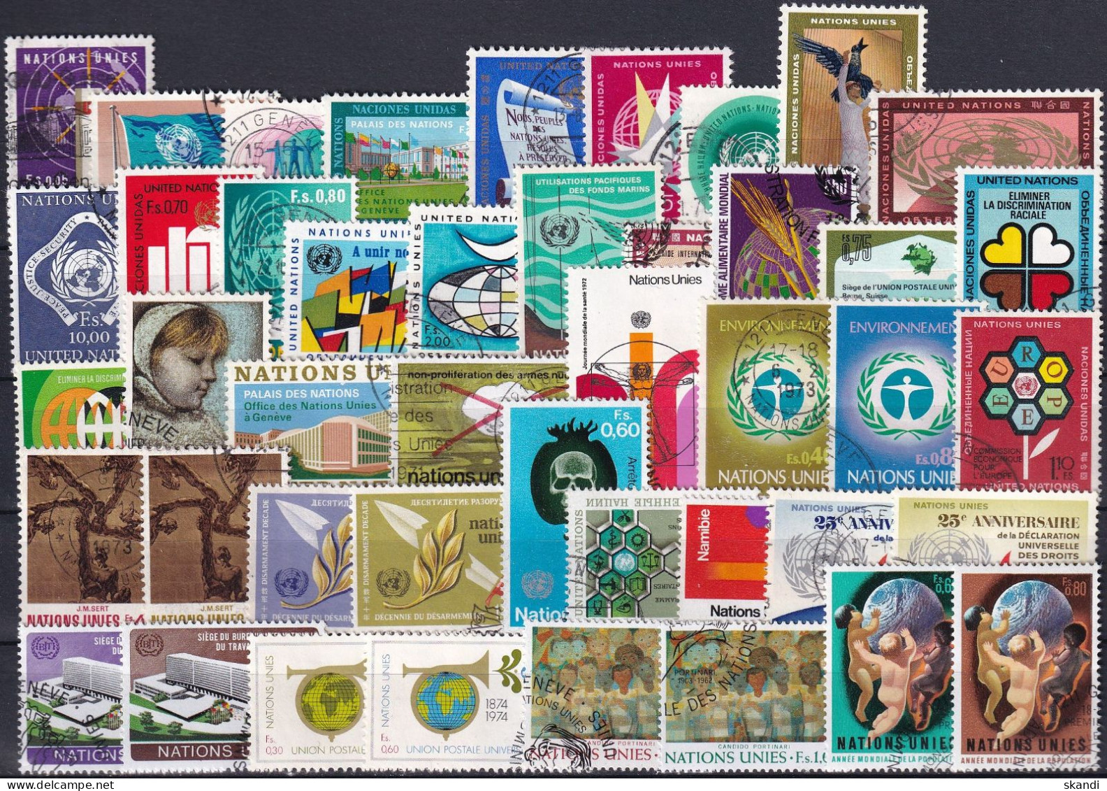 UNO GENF 1969-1975 Mi-Nr. 1 - 55 Sammlung Komplette Jahrgänge / Complete Year Sets O Used - Collezioni & Lotti
