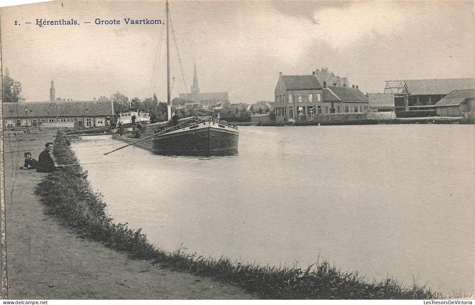 BELGIQUE - Hérenthals - Groote Vaartkom - Pêcheurs - Bateaux De Pêche - Carte Postale Ancienne - Herentals