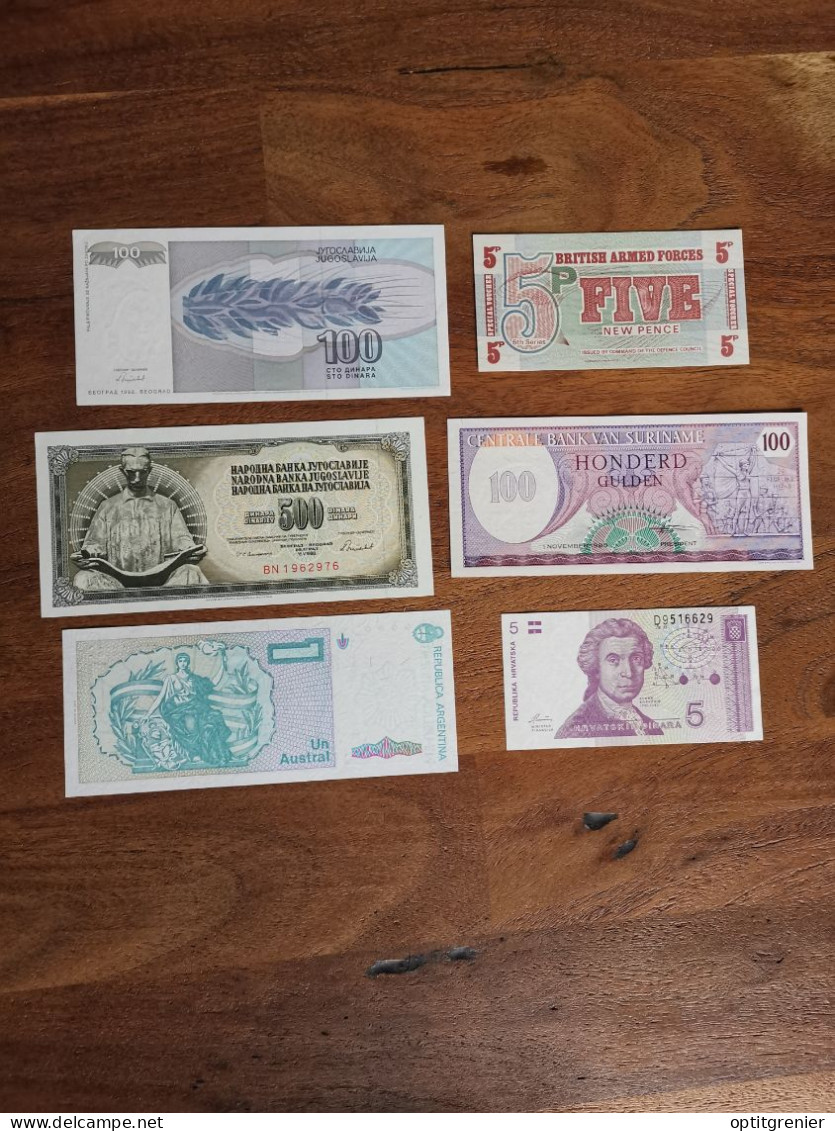 LOT N°5    6 BILLETS UNC MONDE - Collections & Lots