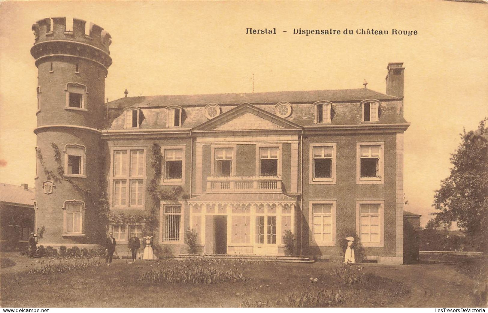 BELGIQUE - Herstal - Dispensaire Du Château Rouge - Animé - Tour - Carte Postale Ancienne - Herstal