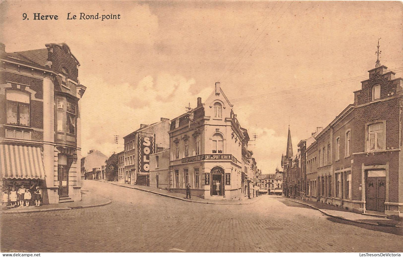 BELGIQUE - Herve - Le Rond Point - Solo - Rues Désertes - Carte Postale Ancienne - Herve