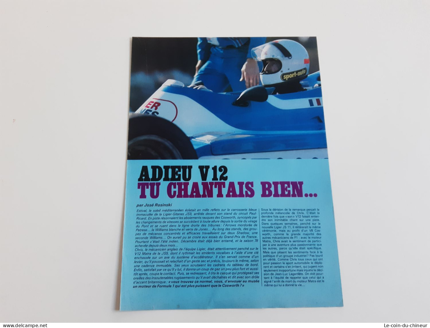 Ligier Gitanes JS9 - Coupure De Presse - Automobilismo - F1