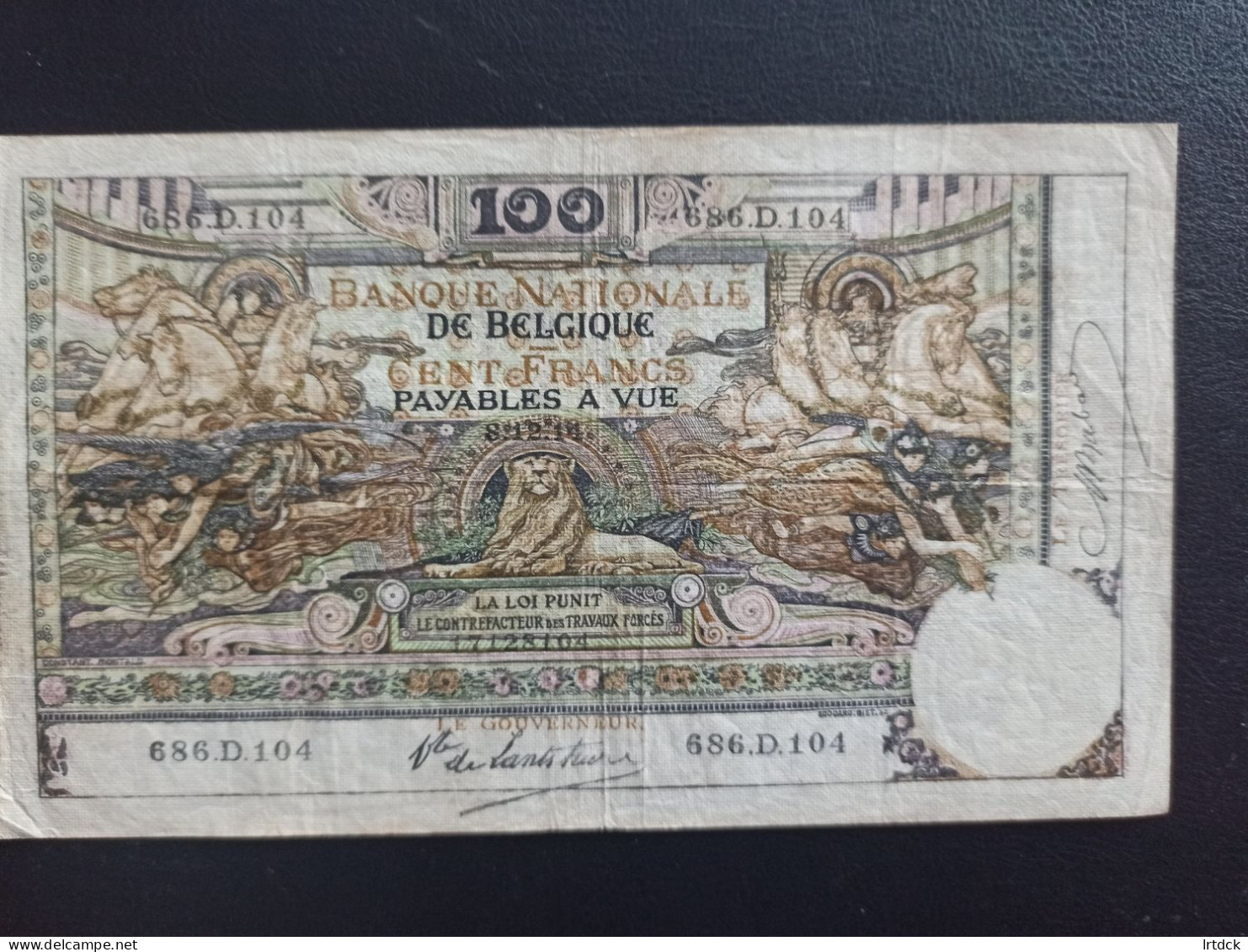 Billet Belgique 100 Francs 08/12/1914 - Autres & Non Classés